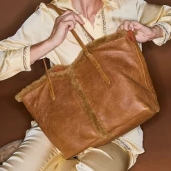 Claris Virot Marron|Peau Lainée<Cabas India