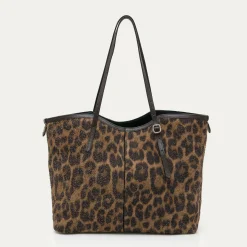 Claris Virot Marron|Cuir Leopard<Cabas India