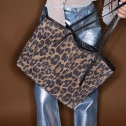 Claris Virot Marron|Cuir Leopard<Cabas India