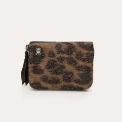 Claris Virot Marron|Cuir Leopard<Portefeuille Mini Bob
